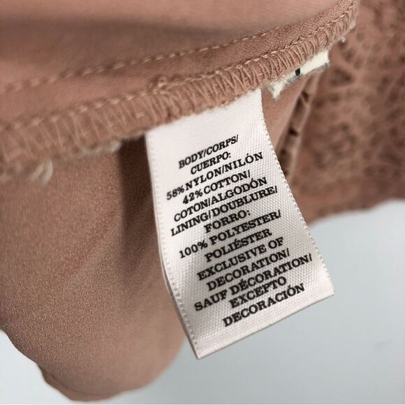 Ann Taylor Lace Peplum Top Womens Medium Pink Cap Sleeve Zip Back Slit Back - Picture 9 of 13